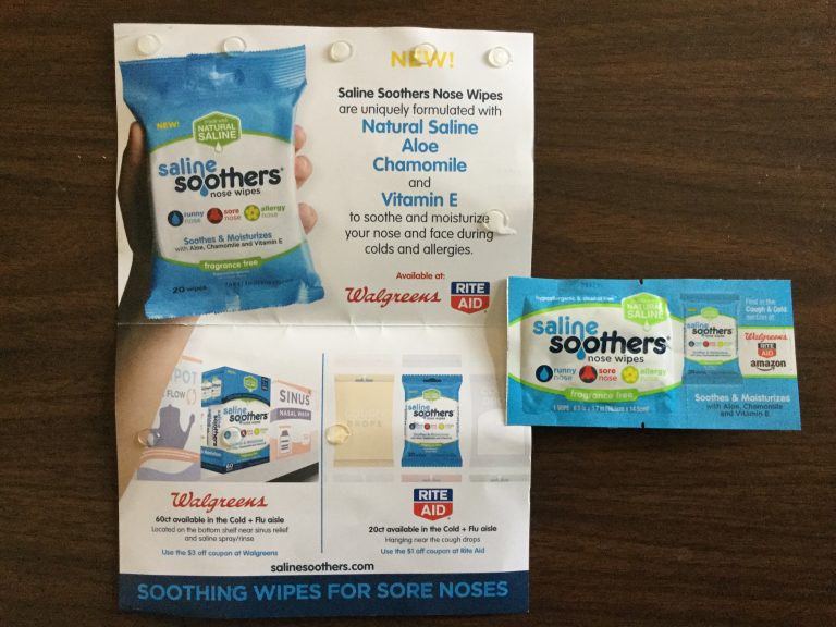 Free  Saline Soothers nose wipes and coupons
