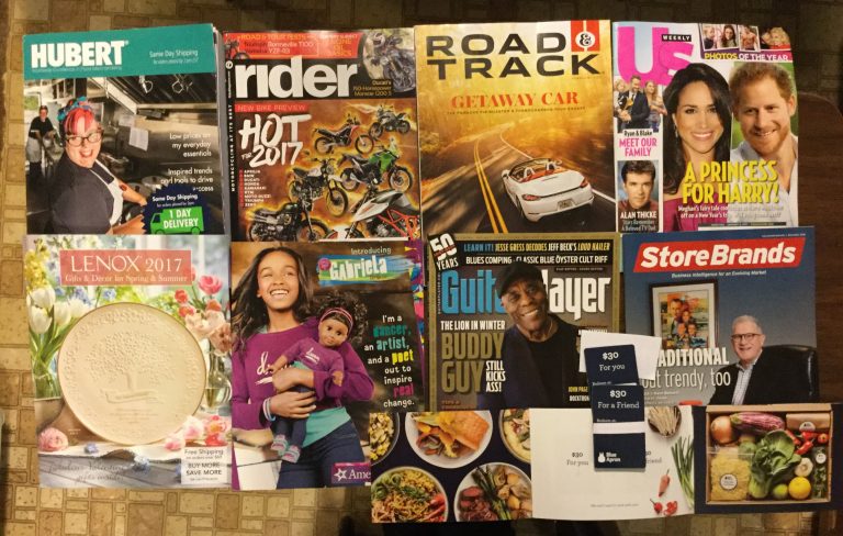 📬 01-03-2017 Free mail 🛒 HUBERT 🏍 Rider 🚗 Road&Track 🙅🏻‍♂️🤷🏻‍♀️ US weekly 🍽 LENOX 🇺🇸 🤷🏾‍♀️ America Girl 🎸 Guitar Player 🥗 Store Brands 🎽 Blue Apron 🏪