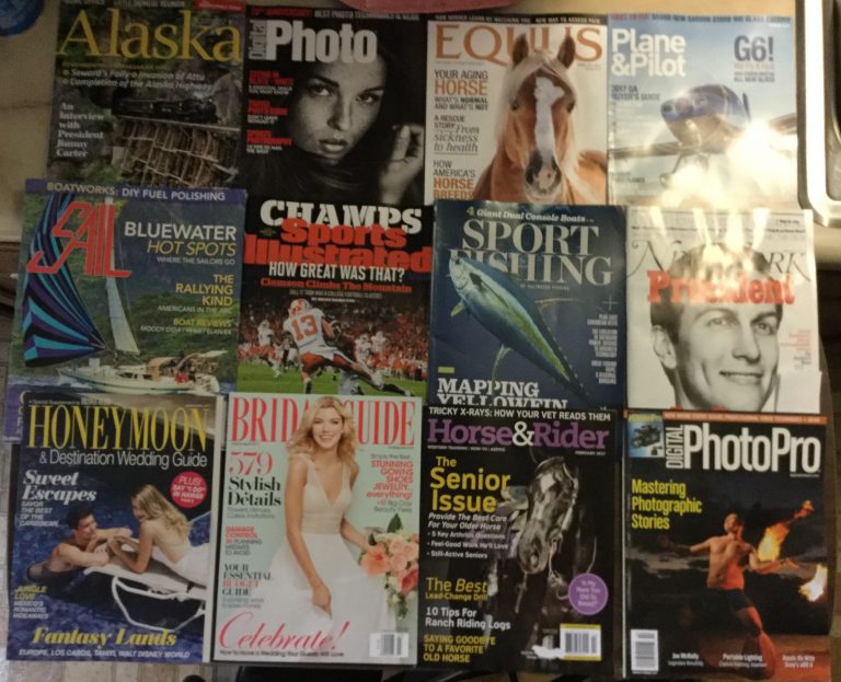 📬 1-12-2017 Free mail ⛄️ Alaska 🎥 Digital Photo 🐎 EQUUS ✈️ Plane&Pilot ⛵️Sail 🏈 Sports Illustrated 🐠 Sports Fishing 🗽New York 👸🏻 Honeymoon 👩🏼 Bridal Guide 🐴 Horse&Rider 📽 Digital Photo Pro 📸