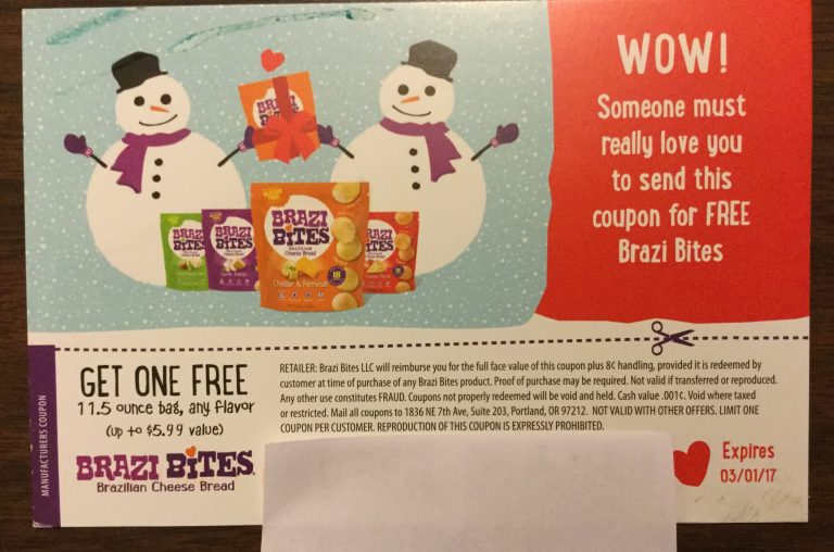 Free BRAZI BITES Brazilian Cheese Bread coupon