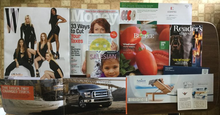 📬 2-13-2017 Free mail 🎀 W 💵 Money 💰 Salesian 📮 ESSENTRA tape card 🍅 BURPEE 📙 Readers Digest 🚚 Ford F-150 buyers guide 🚬 Parliament coupon 💸 💖