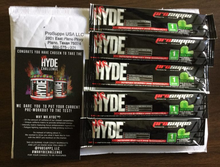 Free Mr HYDE ProSupps Green Apple Intense Energy Pre Workout Drink Mix samples