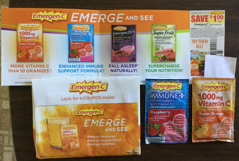 Free Emergen-C IMMUNE plus Raspberry and Super Orange Vitamin C samples