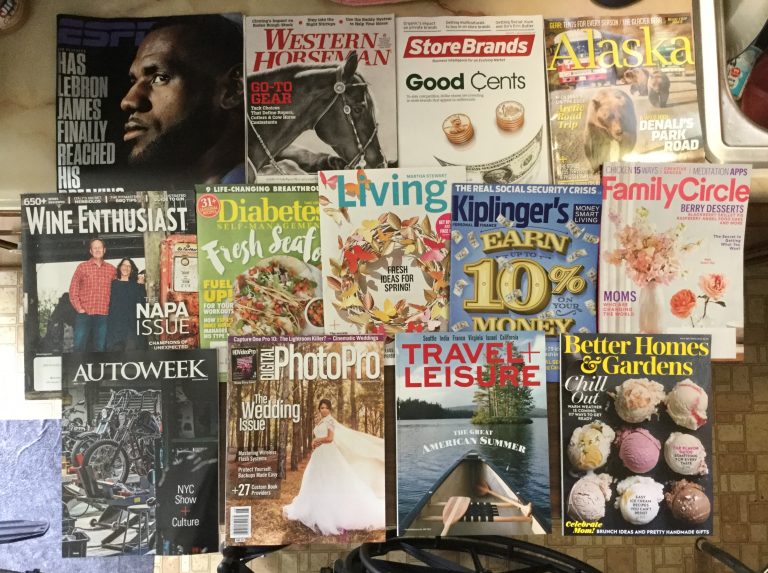 📬 4-28-2017 Free Mail 🏉 ESPN 🐴 Western Horseman 🏪 Store Brands ☃️ Alaska 🍾Wine Enthusiast 🍲 Diabetes Self-Management 🦋 Martha Stewart Living 💰Kiplinger’s 🌸Family Circle 🏍 Autoweek 📸 Digital PhotoPro 🏕 Travel & Leisure 🍨 Better Homes and Gardens 📚