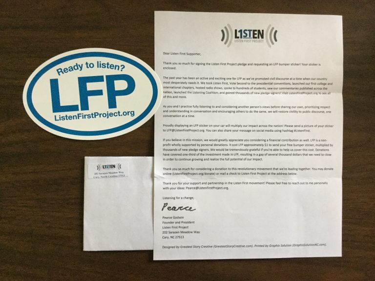 Free Listen First Project  Bumper Sticker
