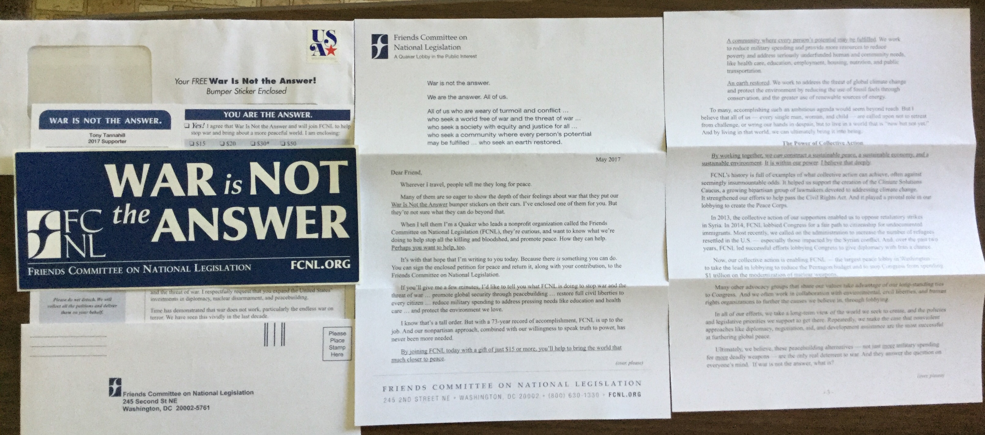 Free WAR is NOT the ANSWER Bumper Sticker - Free Stuff Times What I Got