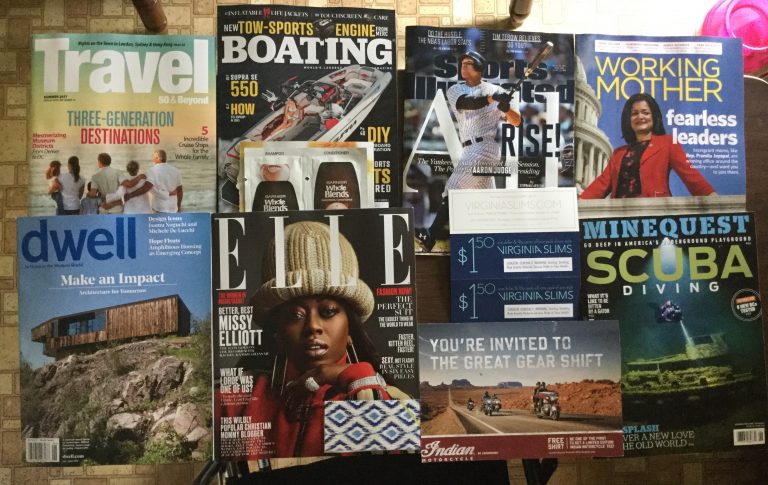 📬5-11-2017 Free Mail  🚌 Travel 🚤 Boating ⚾️ Sports Illustrated 👩🏻‍⚖️ Working Mother 🏠 Dwell 🙆🏿 ELLE 🚬 Virginia Slims coupons 🏍 Indian Motorcycles 🤽🏻‍♀️Scuba Diving 📚