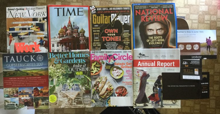 📬 5-20-2017 Free Mail 🗽New York 🕰 TIME 🎸 Guitar Player 🔫 National Review 🚇 Maximum 🕌 TAUCK 🏡 Better Homes & Gardens 🎡Family Circle ✝️ Christian Aid Ministries 🚬 Marlboro coupon 📚