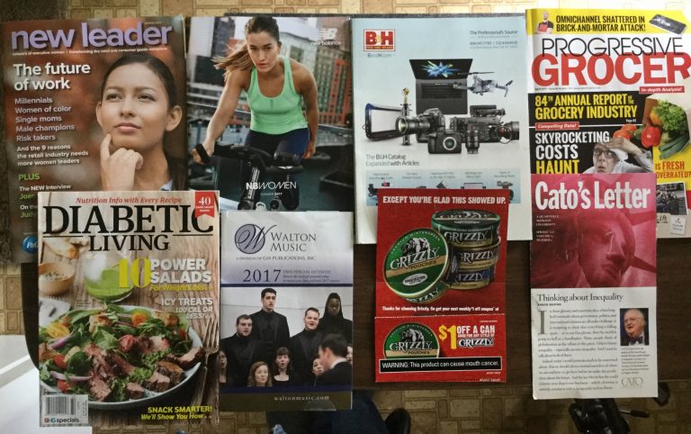 📬 5-3-2017 Free Mail 💁🏼 New Leader 🏃🏽‍♀️New Balance 🎥 B&H 🏪 Progressive Grocer 🥗Diabetic Living 📀 Walton Music DVD 🎶 Grizzly coupon 🗽Cato’s Letter 📜