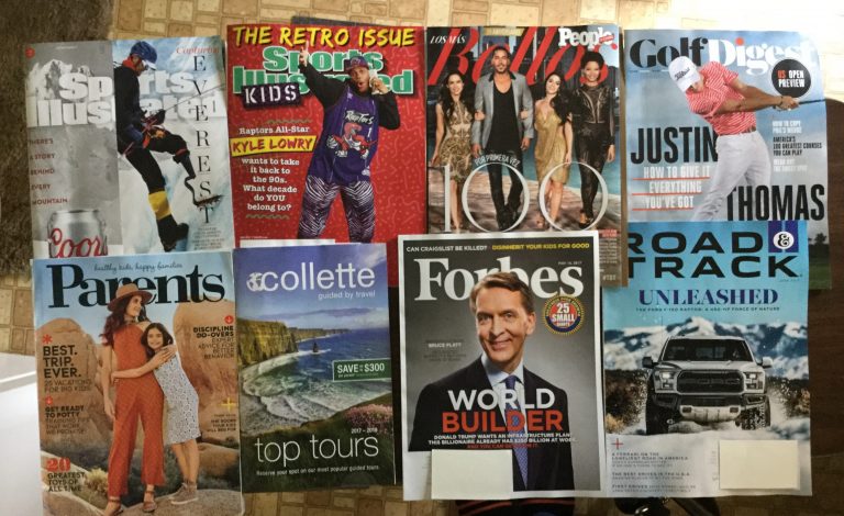 5-4-2017 Free Mail 🎿 Sports Illustrated 🤼‍♀️ Sports Illustrated Kids 💁🏼🙆🏻‍♂️ People ⛳️Golf Digest 👩‍👧 Parents 🌎 Collette guided by travel 💰Forbes 🚐 Road&Track 🚔