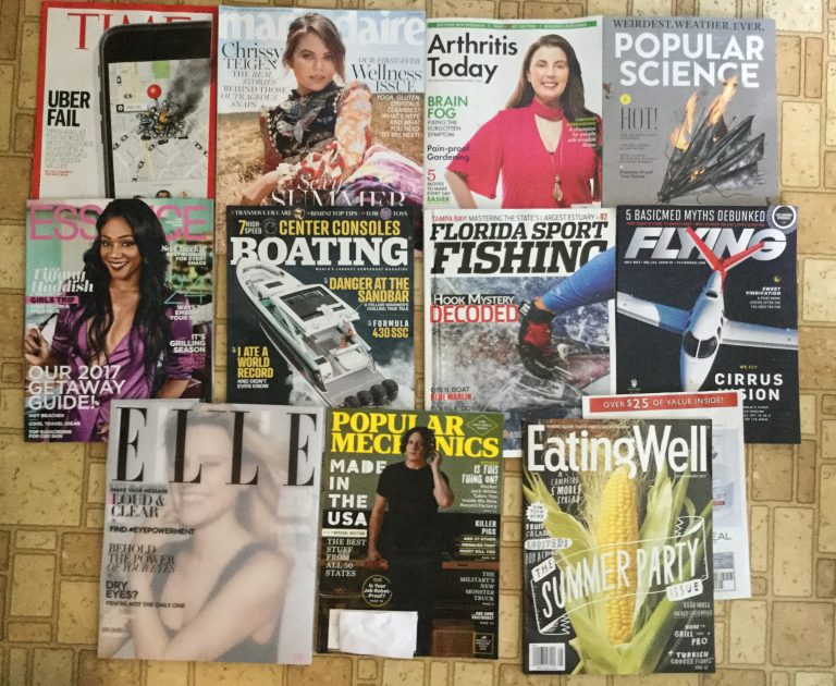 📬 6-17-2017 Free Mail 🕰 TIME 💆🏻 Marie Claire 💉Arthritis Today ☔️ Popular Science 🙅🏿 Essence 🚢 Boating 🐟 Florida Sport Fishing 🎣✈️ Flying 👙 ELLE 🛠Popular Mechanics 🌽 Eating Well with coupons 💸📚