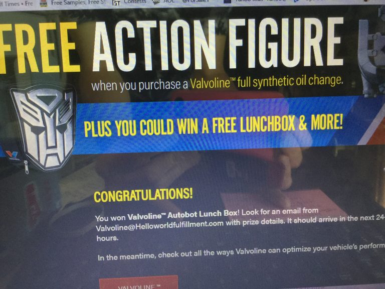 Winner of a Valvoline Autobot lunchbox in the Valvoline “Transformers: The Last Knight ” Instant Win Game