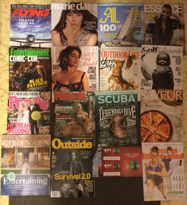 📬7-14-17 Free Mail ✈️Flying 💆🏻Marie Claire ⛴Sail 💁🏿‍♂️ Essence 🎭Entertainment Geekly 👙ELLE 🐕Outdoor Life ⛳️Golf Digest 👰🏻👨🏼‍⚖️People 🦑Predator Extreme 🏊🏻Scuba Diving 🍱Saveur 🔫Garden&Guns 🗿Outside 🚬L&M coupons 🤾🏻‍♀️ Sports Illustrated 📚