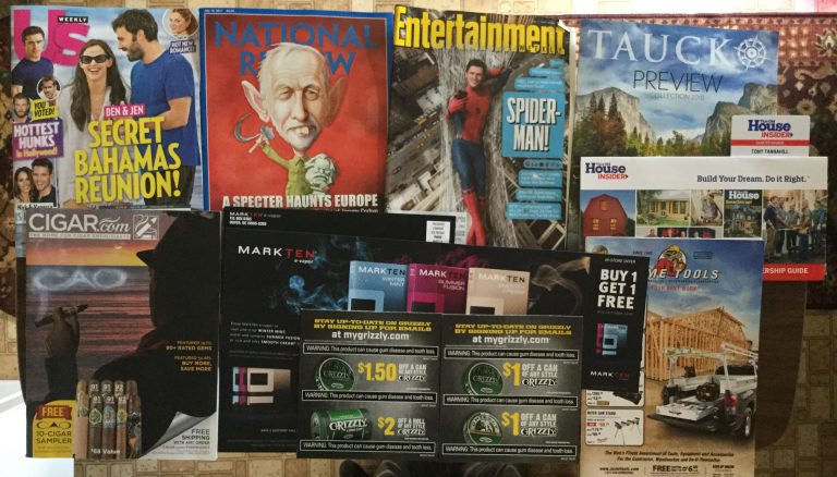 📬7-3-2017 Free Mail 😺😸US weekly 👩🏻‍🌾National Review 🎭Entertainment weekly 🚅TAUCK preview 🏚This Old House Insider 🚬 CIGAR .com 📿MARK TEN & Grizzly coupons 🔩ACME Tools catalog 🔧 📚