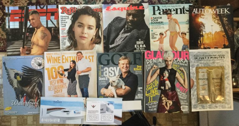 📬7-8-2017 Free Mail 🏏ESPN ⚙️Rolling Stone 💎 Esquire 👩‍👧‍👧Parents 🏎Autoweek 🦃Mack’s Prairie Wings 🍷Wine Enthusiast 🚬 Parliament coupon 🏌🏻Golf 💆🏻Glamour w Pantene samples 🚿💦