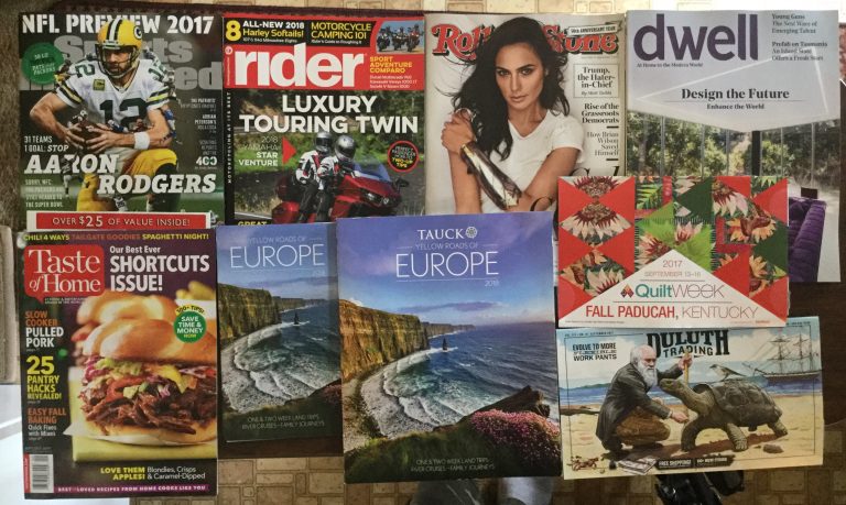 📬8-31-17 Free Mail 🏈Sports Illustrated 🏍Rider 💎Rolling Stone 🏕Dwell 🍔Taste of Home 🌎TAUCK yellow roads to Europe ⛺️Quilt Week September 13-16 2017 Fall Paducah Kentucky 🐢Duluth Trading 👕📚