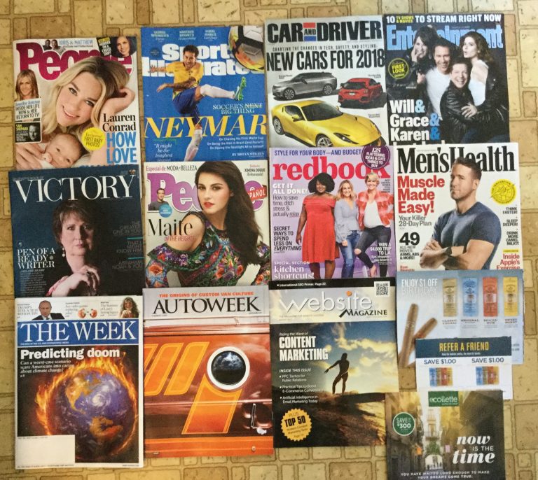 📬8-4-2017 Free Mail 👩‍👦People ⚽️Sports Illustrated 🚗Car and Driver 🎎Entertainment weekly ✝️VICTORY 💆🏻People 📕RedBook 🙆🏻‍♂️Men’s Health 🌎The Week 🚖Autoweek 🏄🏻‍♀️Website magazine 🚴🏻Collette guide 🚬Havana Honeys coupons 📚