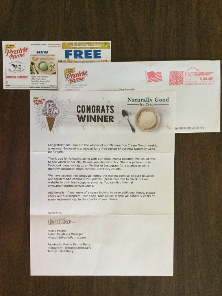National Ice Cream Month weekly giveaway win