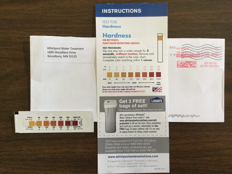 Free Whirlpool Water Hardness Test Strip