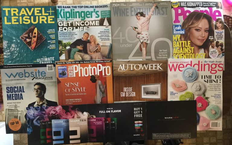 📬9-1-2017 Free Mail 🏝Travel and Leisure 💰Kiplinger’s 🍾Wine Enthusiast 👨‍❤️‍👨People 💻website magazine 🎥Digital Photo Pro 🏎Autoweek 👰🏻Martha Stewart Weddings 🚬Mark Ten 🎏