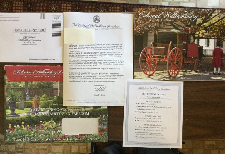 Free 2018 Colonial Williamsburg Foundation Calendar
