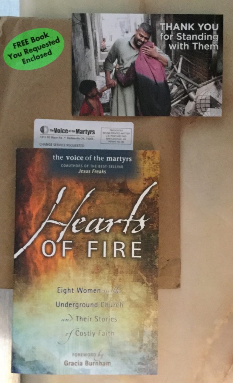 📬🎀Thank you very much The Voice of the Martyrs ❤️🌞for our Free Book – Hearts of Fire 🔥 📕from The Voice of the Martyrs 🎁🌈