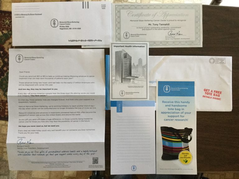 Free Memorial Sloan Kettering Cancer Center  address labels and note pad