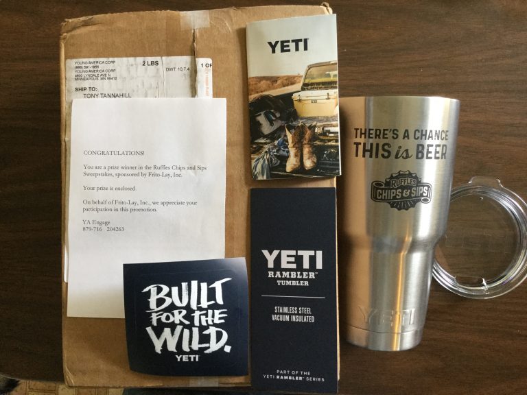 #Ruffles-branded YETI Rambler Tumbler from the #RufflesChips and Sips Sweepstakes