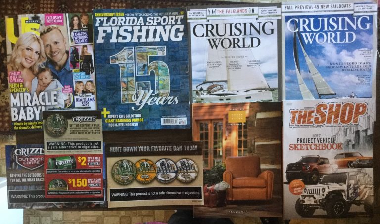 📬 10-16-17 Free Mail 👪US weekly 🐬Florida Sport Fishing 🎣Cruising World 🌎🦍 Grizzly Coupons 🛍Moore&Giles Inc 🚘The SHOP 🔧📚