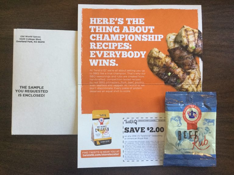 Free Old World Spices and Seasoning Twist’d Q Seasonings & Rubs sample