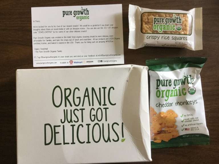 Free  Pure Growth Organic Crispy Rice Squares and Chedder Monkeys