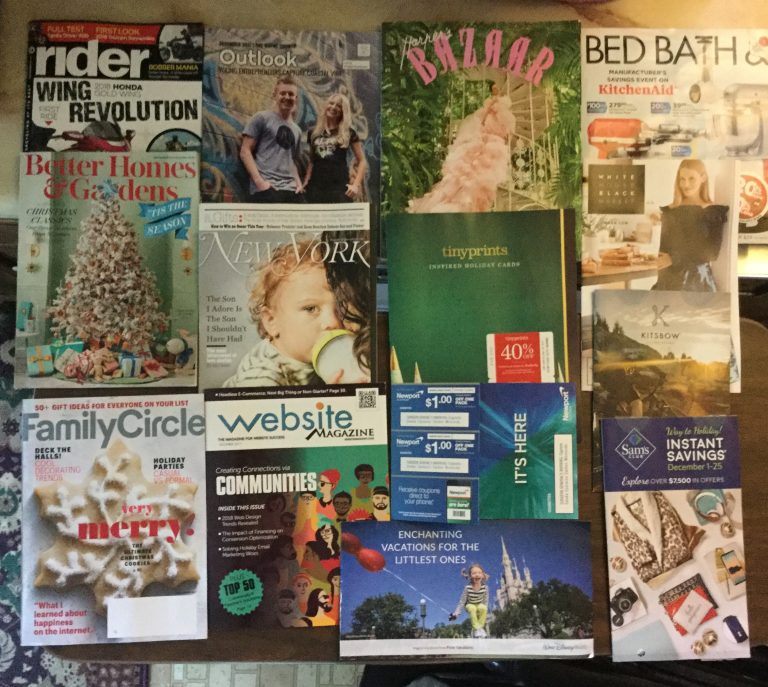 📬 11-30-17 Free Mail 🏍 Rider⛄️Outlook 👗Harper’s Bazaar 🛌Bed Bath and Beyond 🎄Better Homes and Garden 🗽New York 📸 Tinyprints 👚White House Black Market 🚲Kitbow 🍪Family Circle ⭕️ Website Magazine 🚬NewPort Coupons 🎢Walt Disney World 🏪Sam’s Club savings 💰📚