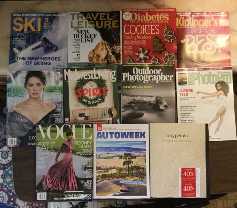 📬11-1-17 Free Mail ⛷SKI 🚴🏻‍♀️Travel Leisure 🥗Diabetes Self-Management 🏛Kiplinger’s 💆🏻Vogue 🏕Midwest Living 📸Outdoor Photographer🎥Digital Photo Pro 😍Vogue 🚗Autoweek 🎑Tinyprints 🌉
