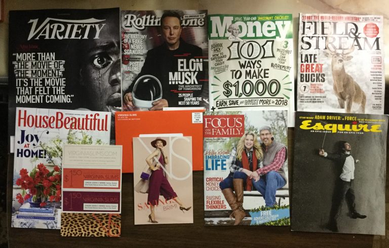 📬11-24-17 Free Mail ⛄️Variety 💎Rolling Stone 💰Money 🦌Field&Stream 🏡House Beautiful 🚬Virginia Slims Coupons 💏Focus on the Family 🕺🏻Esquire 📚