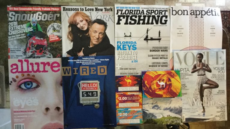 📬 12-18-2017 Free Mail ❄️ SnowGoer 🗽New York 🐟Florida Sport Fishing 🎣 Bon Appetit 👙Allure ⚡️Wired 🚬Camel Coupons ⛄️Alaska post card 🎄Vogue 📚