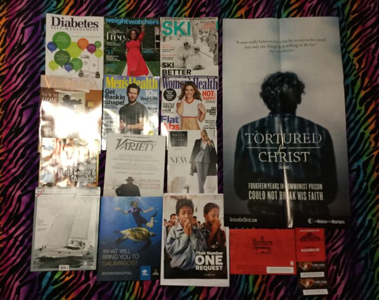 🎌 12-26-2017 Free Mail 🎯 Diabetic Living 🎂 Weight Watchers ❄ Ski ⛪ The Voice of the Martyrs poster 🚨 Veranda 🏃Men’s Health 💃 Women’s Health 󾓦US weekly 🎎 Variety 👗 White House Black Market 🏝 Cruising World 🌎 Expeditions 🔥Marlboro coupons 🚩