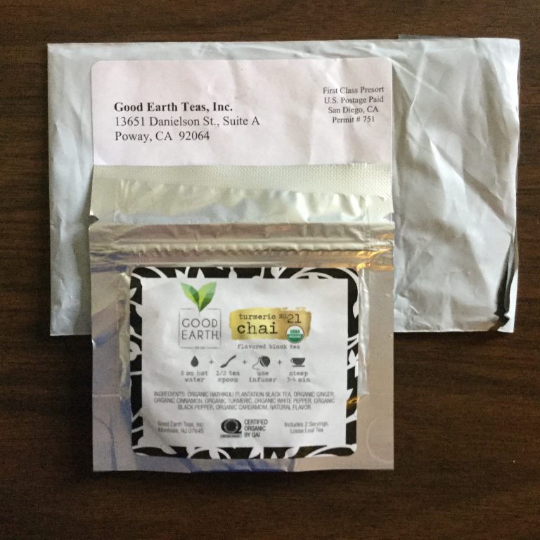 Free sample of Good Earth Turmeric no21 Chai