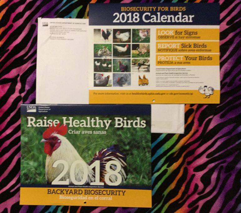 Free United States Department of Agriculture for our 2018 Raise Healthy Birds Calendar