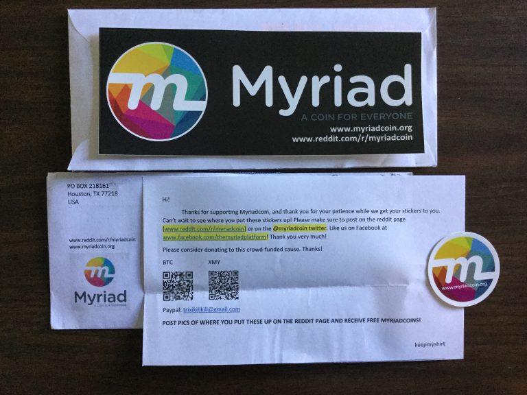 Free  Myriad Coin Stickers
