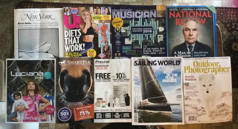 📬 01-02-2018 Free Mail 🏙New York 👙US weekly ⚡️Electronic Musician 👩🏻‍🎤 National Review 👧🏼American Girl 🐴SmartPak 💦Freund ⛵️Sailing World 📸Outdoor Photography 📚