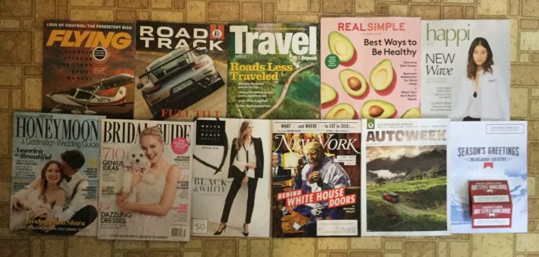 📬01-11-2018 Free Mail 🛩 Flying 🚘 Road & Track 🛣 Travel 🍐 Real Simple 😃 happi 💍 Honeymoon 👗 Bridal Guide 👘 White House Black Market 🕋 New York 🚓Autoweek 📿 Marlboro coupons 🎠