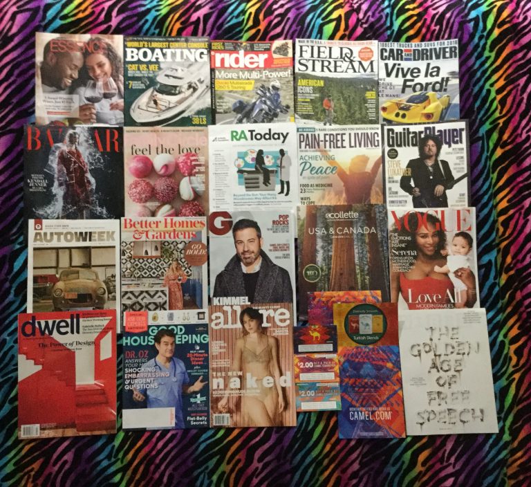 📬 01-20-2018 Free Mail 🍷🍷Essence 🛥 Boating 🏍 Rider 🔫 Field & Stream 🏎 Car and Driver 👘 Harper’s Bazaar 💟  Family Circle 💉 RA Today 💊 Pain-Free Living 🎸 Guitar Player 🚗 Autoweek 🍶 Better Homes & Gardens 👷 GQ 🌎 Collette USA & Canada travel guide 💇 Vogue 🏘 Dwell 😷 Good Housekeeping 👙 Allure 🚬 Camel coupons 🔌 Wired 📚