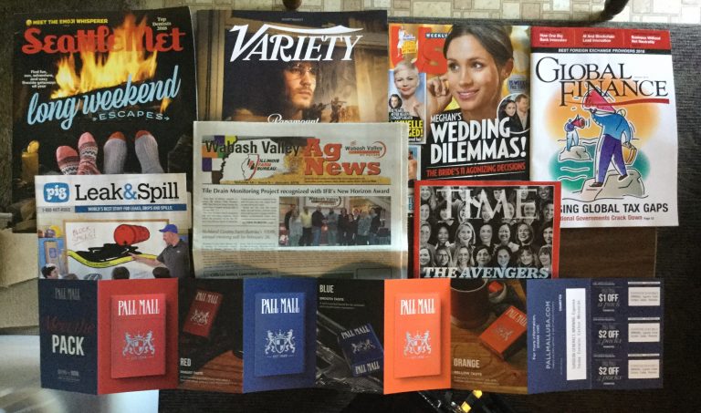 📫 01-22-2018 Free mail Seattle Met 🛠 Variety 👫 US Weekly 🌎 Global Finance 🐖 Pig Leak & Spill ⏰ TIME 🌽 Wabash Valley Ag News 🚬 Pall Mall coupons 📚