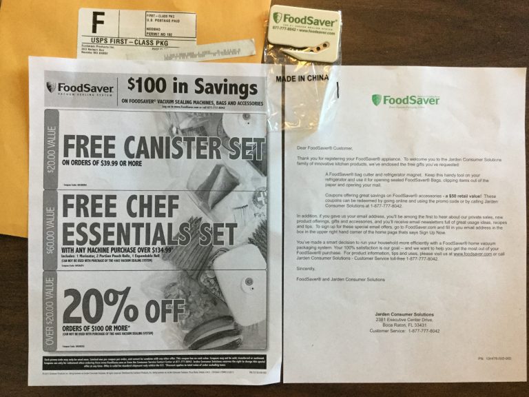 Free FoodSaver Bag Cutter and Refrigerator Magnet
