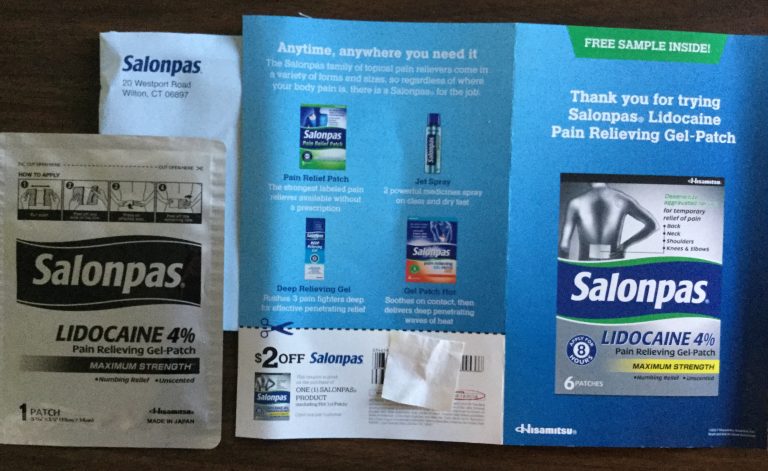 Free Salonpas Lidocaine 4% Pain Relieving Gel-Patch Sample
