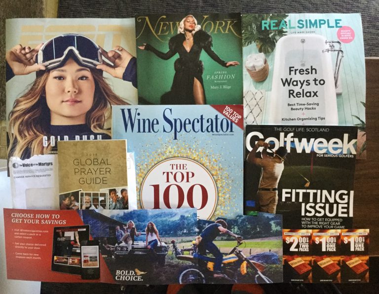 📬 02-08-2018 Free Mail🏂🎿 ESPN 🗽 New York 🚰 Real Simple 📑 The Voice of the Martyrs 2018 Global Prayer Guide 🍷 Wine Spectator 🏌 Golf Week ⛳📚