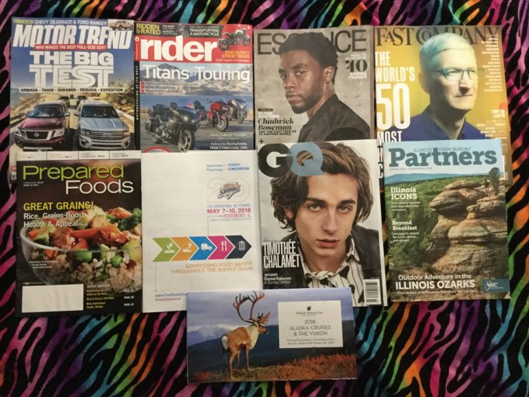 📬 02-24-2018 Free mail🚘 Motor Trend 🏍 Rider 🕴Essence   💻 Fast Company 🌾 Prepared Foods with bonus 🏬 Food Safety Summit 👧 G Q 🗺 Illinois Farm Bureau Partners news letter 🌎 Holland America Line 2018 travel guide 📚