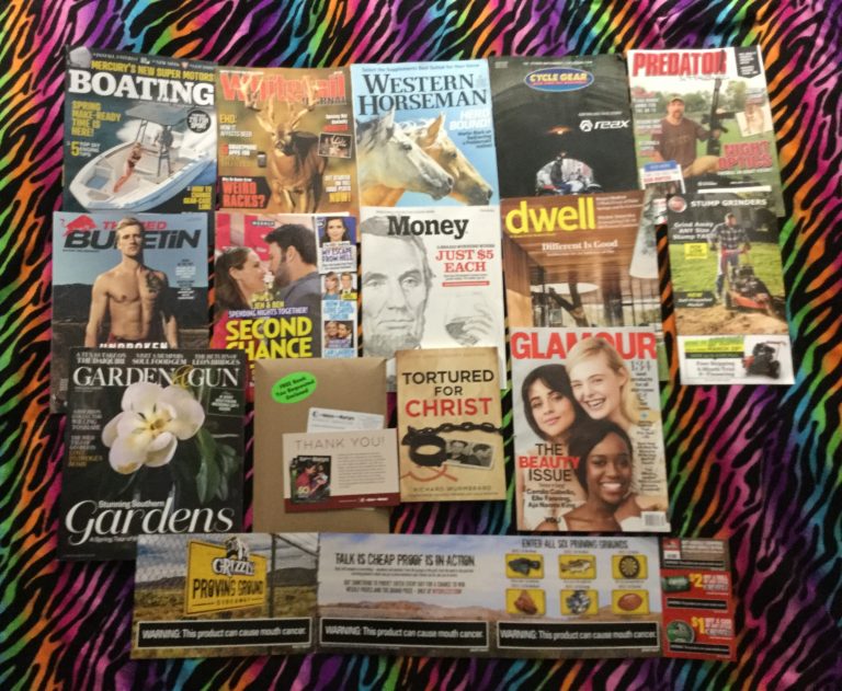 📬 03-19-2018    Free mail 🛥 Boating 🐎 Whitetail Journal 🏇 Western Horseman 🏍 Cycle Gear 🐯 Predator Extreme 💪 The Red Bulletin 👫 US weekly 💸 Money 🏡 Dwell 🌳 Dr Stump Grinders 🔫 Garden & Gun 📖 The Voice of Martyrs – Tortured For Christ Book 💥 Grizzly Coupons 👙 Glamour 📚