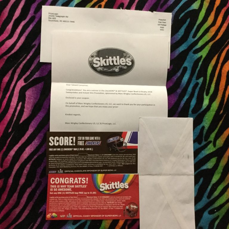 Winner in the Snickers & Skittles Super Bowl LII Rivalry 2018 Sweepstakes