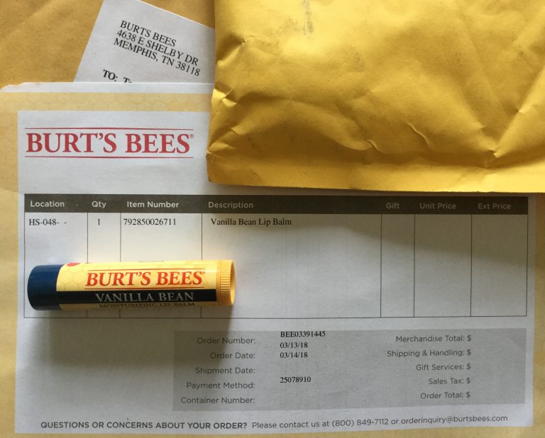 Free sample of Burt’s Bees Vanilla Bean Moisturizing Lip Balm